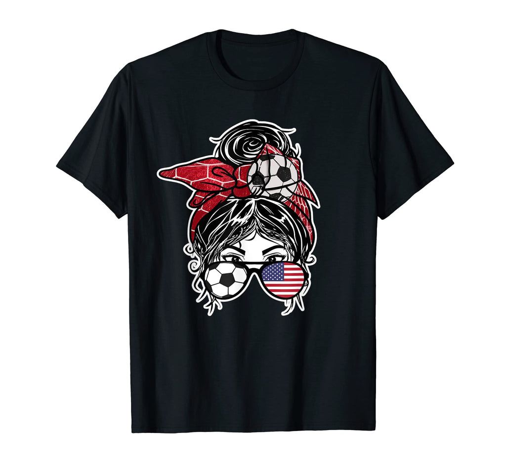 Messy Bun Hair American Soccer T-Shirt - Fun Novelty Design Men Women - T-Shirt, Sweatshirt, Hoodie