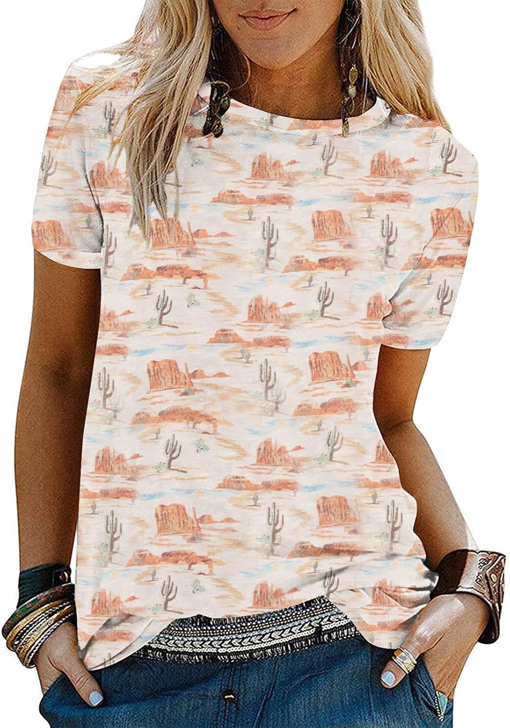 Graphic for Women Cactus Desert Short Sleeve Tops - Adult & Kids T-Shirts, Sweatshirts & Hoodies apparel design preview 1