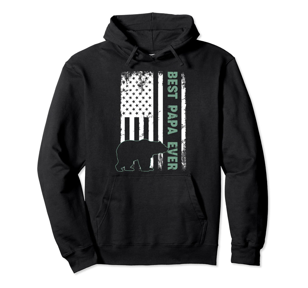 Papa Bear American Flag Best Papa Hoodie - Fun Novelty Design Men Women - T-Shirt, Sweatshirt, Hoodie