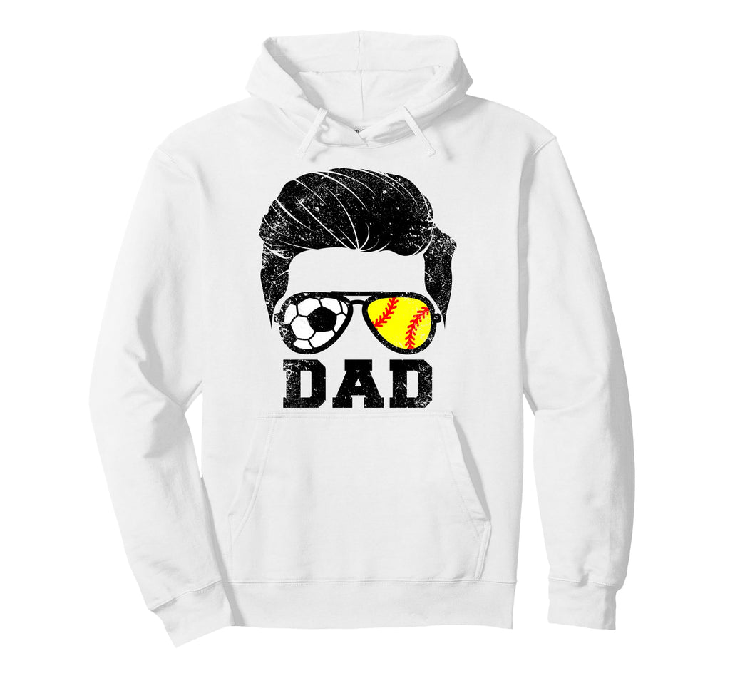 Soccer Softball Dad Funny Hair Glasses Hoodie - Trendy Graphic Men Women - T-Shirt, Sweatshirt, Hoodie