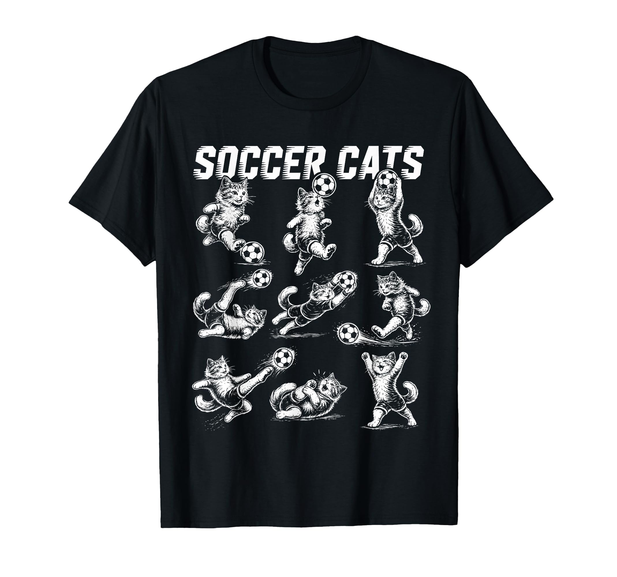 Soccer Cats Kitten Football T-Shirt - Trendy Graphic for Adults - T-Shirt, Sweatshirt, Hoodie