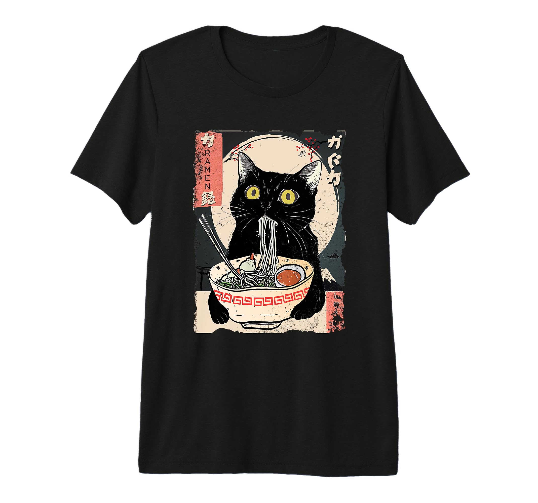 Kawaii Cat Eating Ramen Noodles T-Shirt - Custom Art Print for Adults - T-Shirt, Sweatshirt, Hoodie