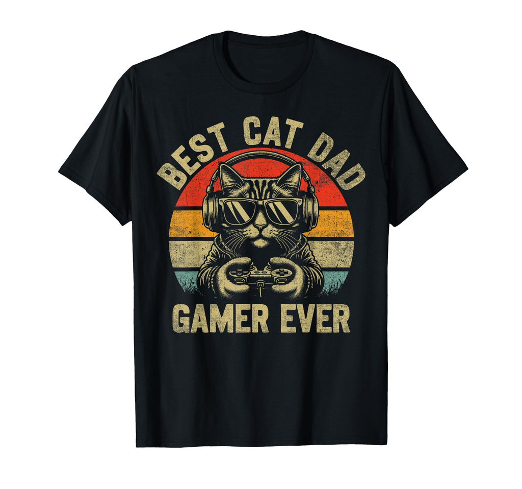 Best Cat Dad Gamer Ever Funny Cat T-Shirt - Custom Art Print for Adults - T-Shirt, Sweatshirt, Hoodie