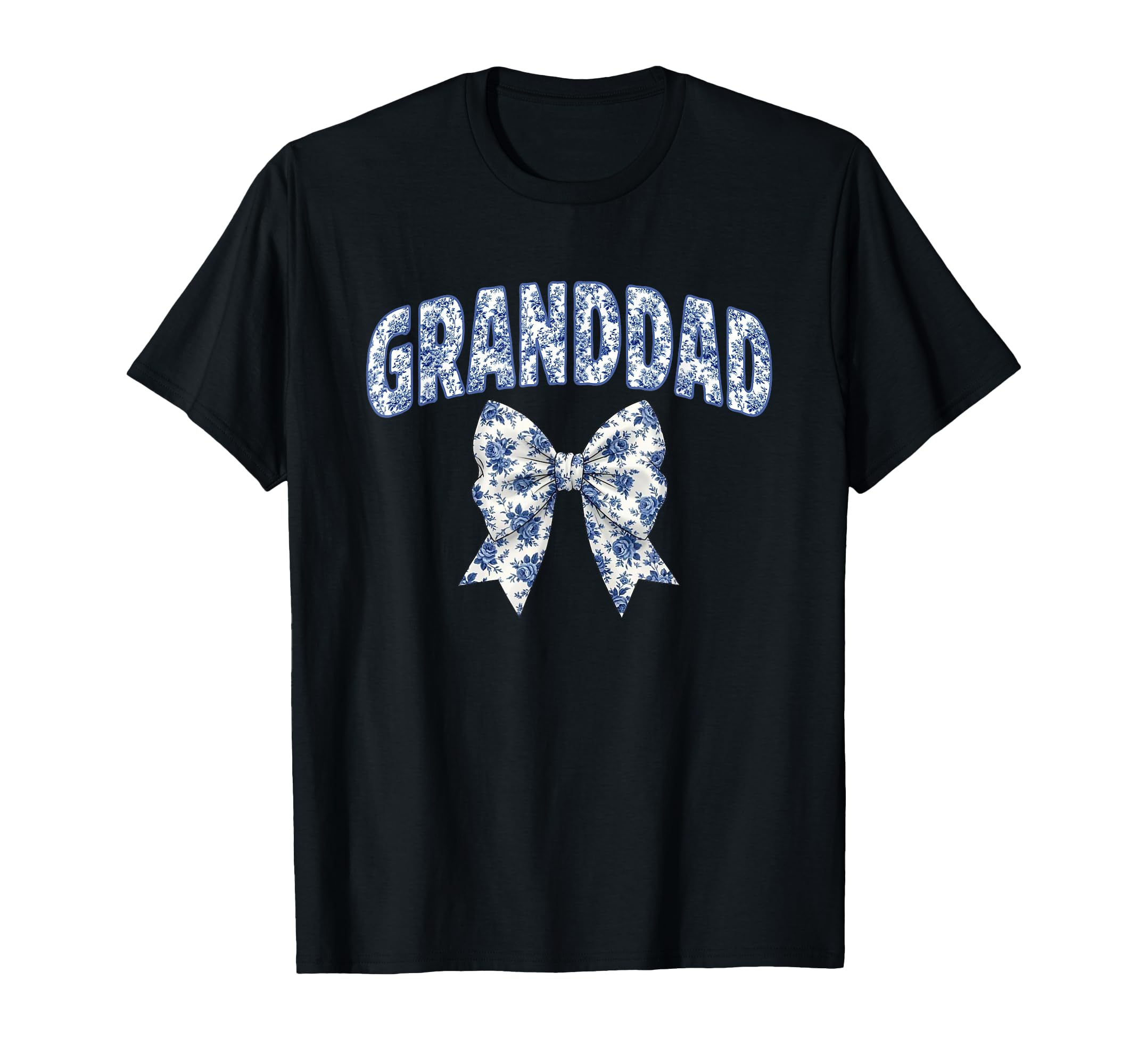 Granddad Coquette Toile Blue Bow T-Shirt - Casual Everyday Wear Unisex - T-Shirt, Sweatshirt, Hoodie