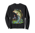 Fishing Large Mouth Bass Fish Sweatshirt - Graphic Print Unisex - T-Shirt, Sweatshirt, Hoodie
