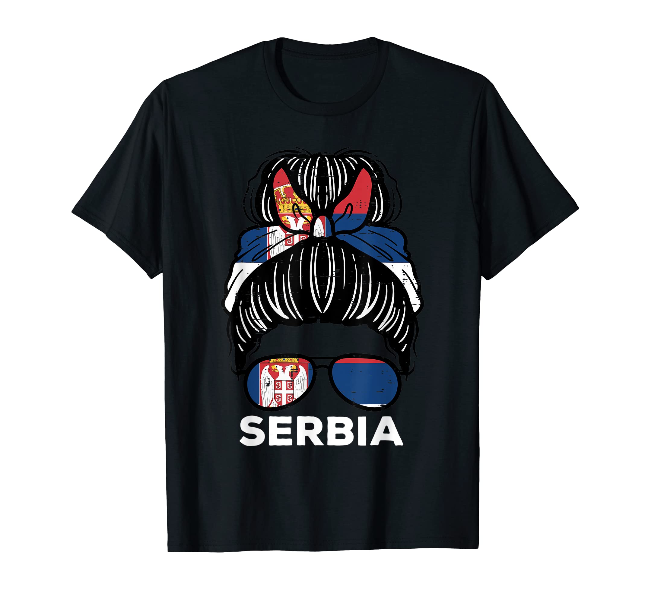Serbia Flag Serbian Hairbun T-Shirt - Fun Novelty Design for Adults - T-Shirt, Sweatshirt, Hoodie