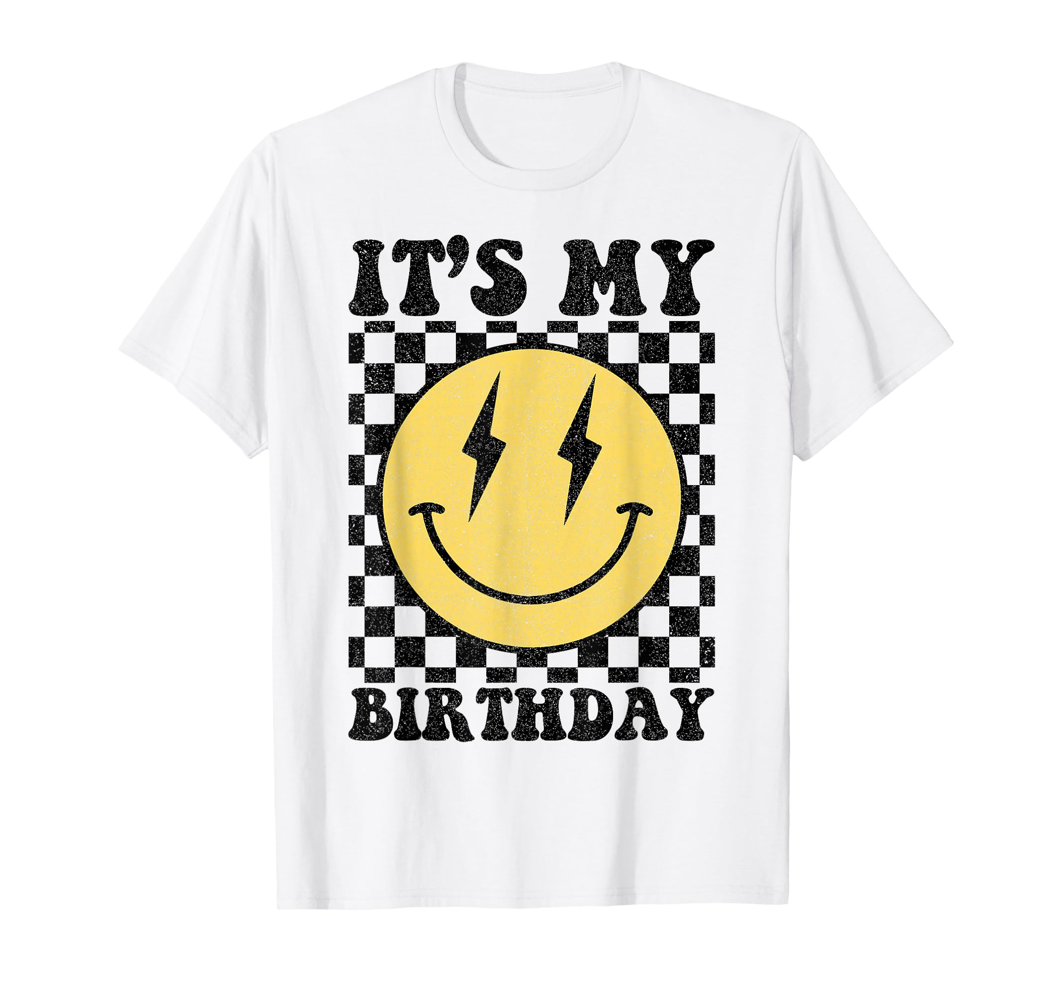 Its My Birthday Smile Face Checkered T-Shirt - Unique Graphic for Adults - T-Shirt, Sweatshirt, Hoodie