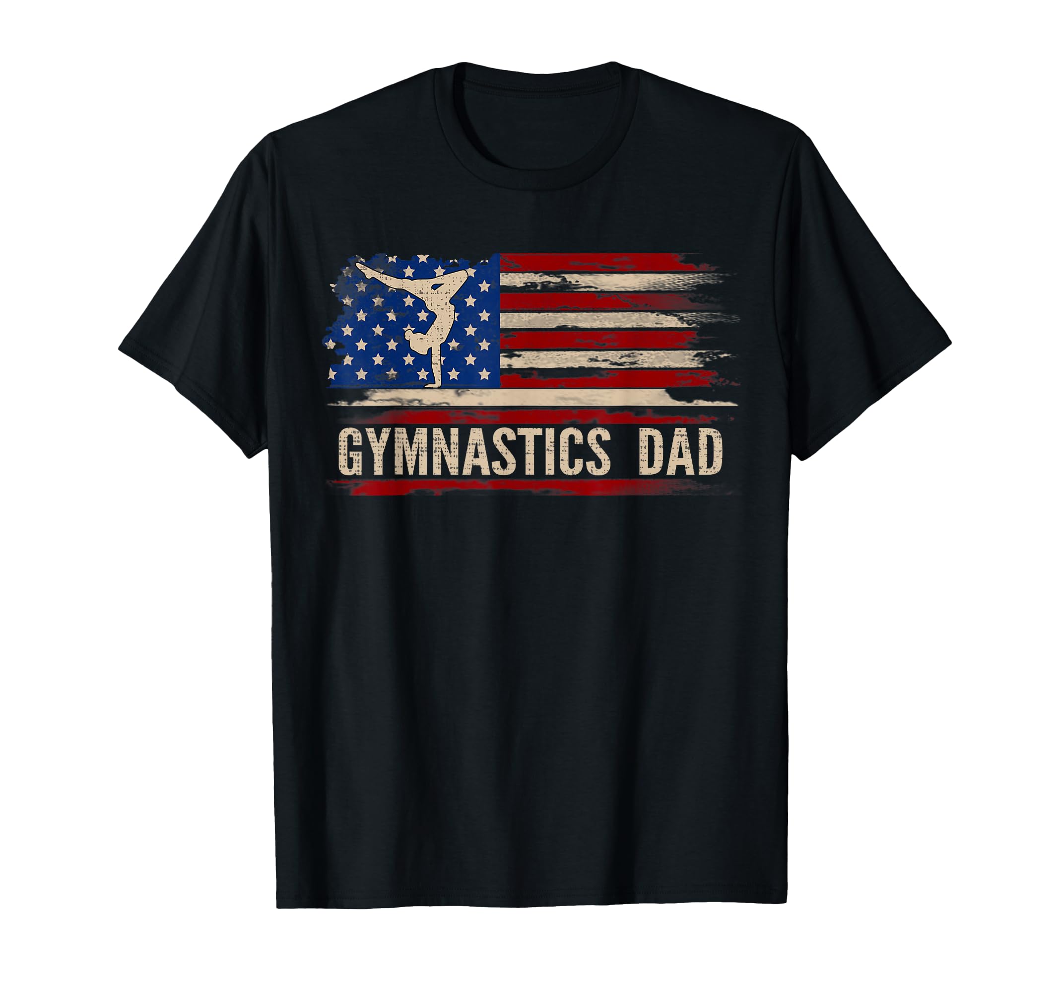 Gymnastics Dad American Usa Flag T-Shirt - Unique Graphic for Adults - T-Shirt, Sweatshirt, Hoodie