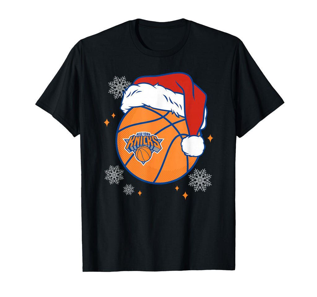 Nba New York Knicks Santa Hat Ball T-Shirt - Fun Novelty Design Unisex - T-Shirt, Sweatshirt, Hoodie