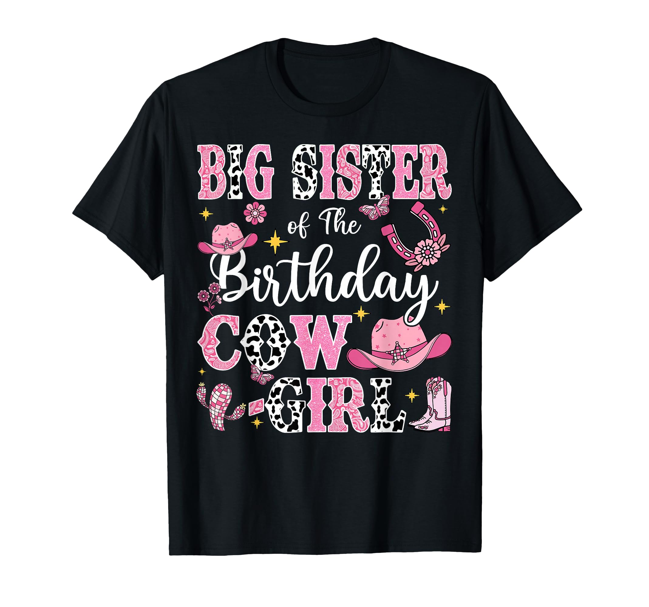 Big Sister Birthday Cow Rodeo Cow T-Shirt - Custom Art Print Men Women - T-Shirt, Sweatshirt, Hoodie
