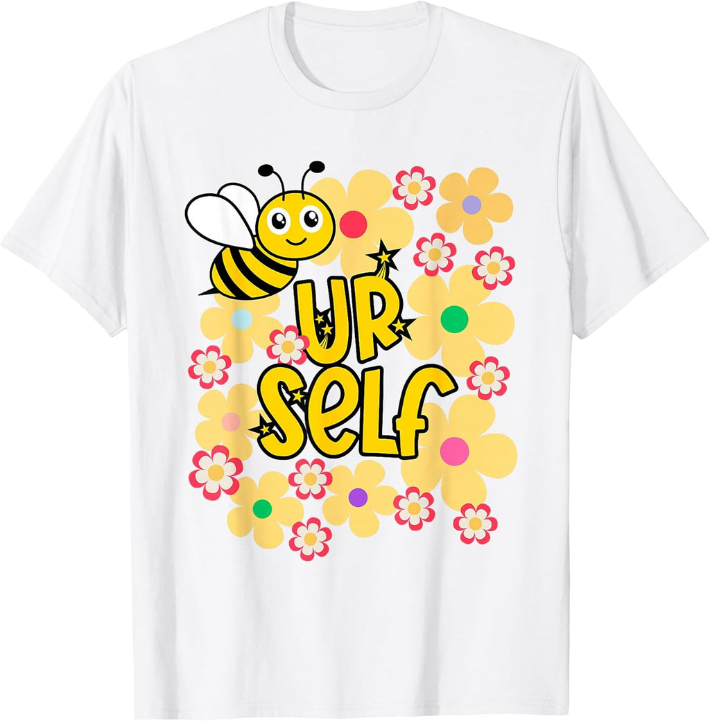 Be Yourself Kawaii Bee with Rainbow Flowers - Adult & Kids T-Shirts, Sweatshirts & Hoodies apparel design preview 1