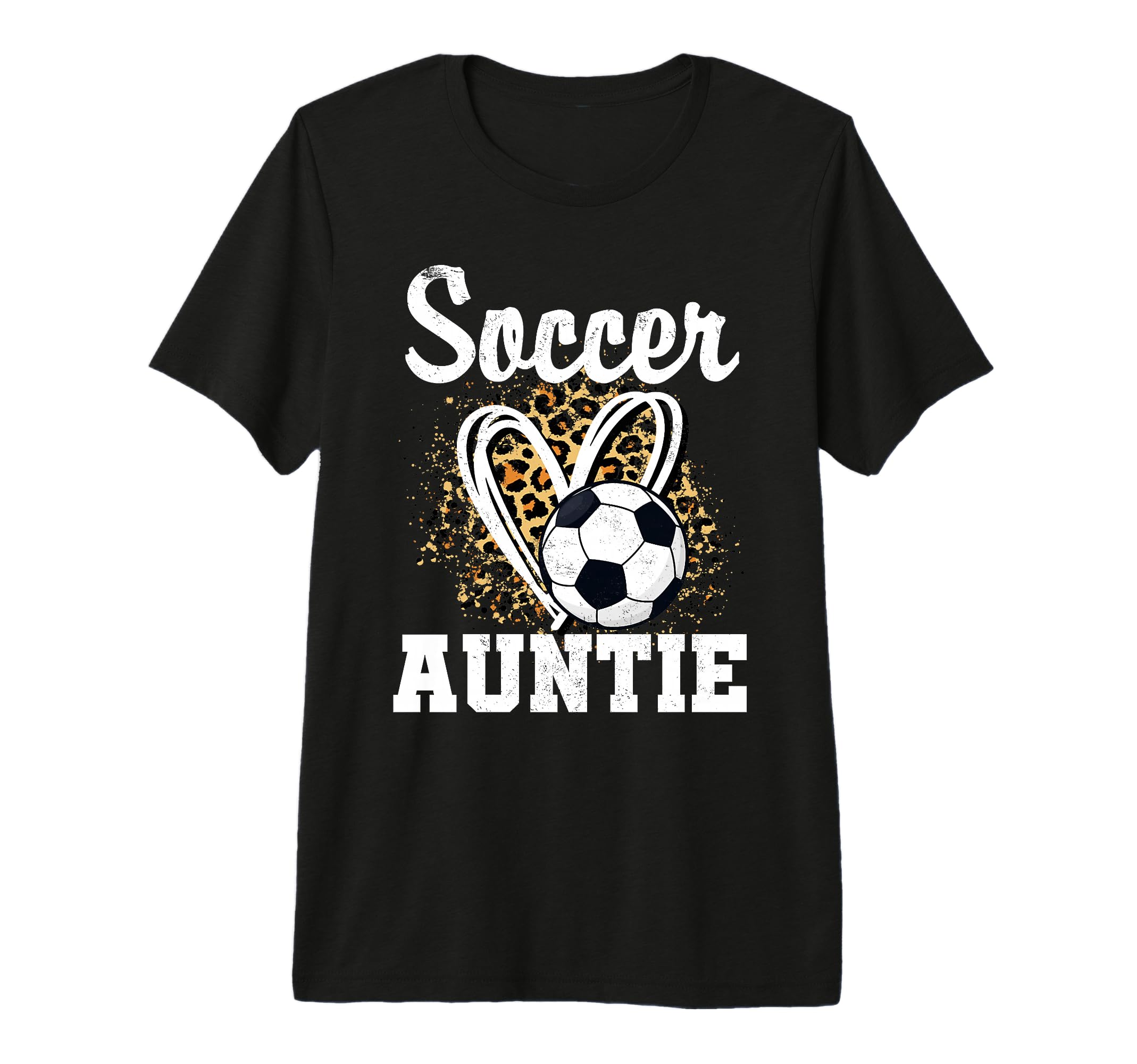 Soccer Auntie Leopard Heart Matching T-Shirt - Novelty Apparel Unisex - T-Shirt, Sweatshirt, Hoodie