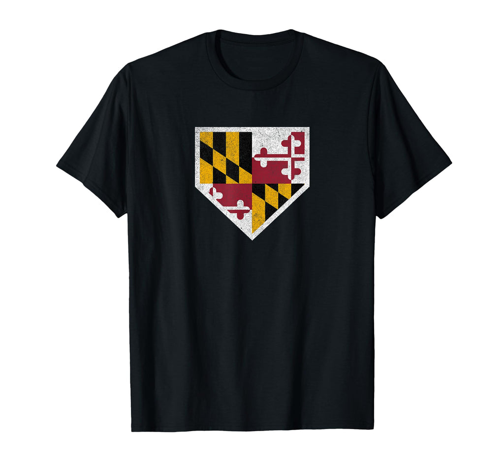 Baseball Home Plate Maryland State Flag T-Shirt - Novelty Apparel Men Women - T-Shirt, Sweatshirt, Hoodie