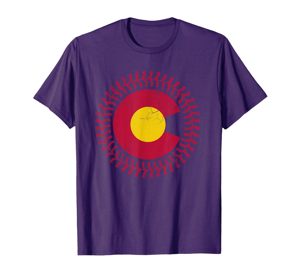 Colorado State Flag Baseball Distressed T-Shirt - Custom Art Print Unisex - T-Shirt, Sweatshirt, Hoodie