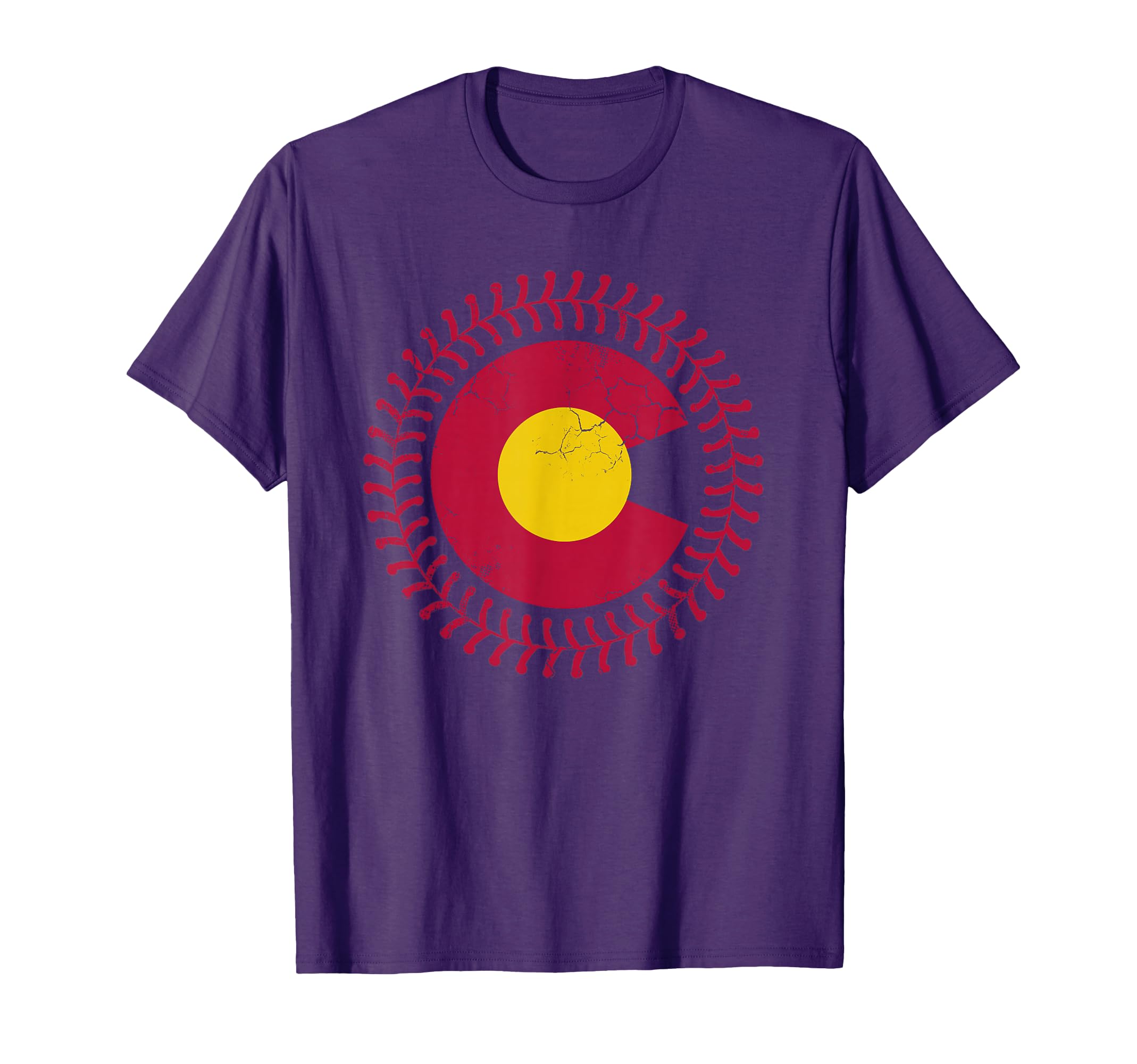 Colorado State Flag Baseball Distressed T-Shirt - Custom Art Print Unisex - T-Shirt, Sweatshirt, Hoodie