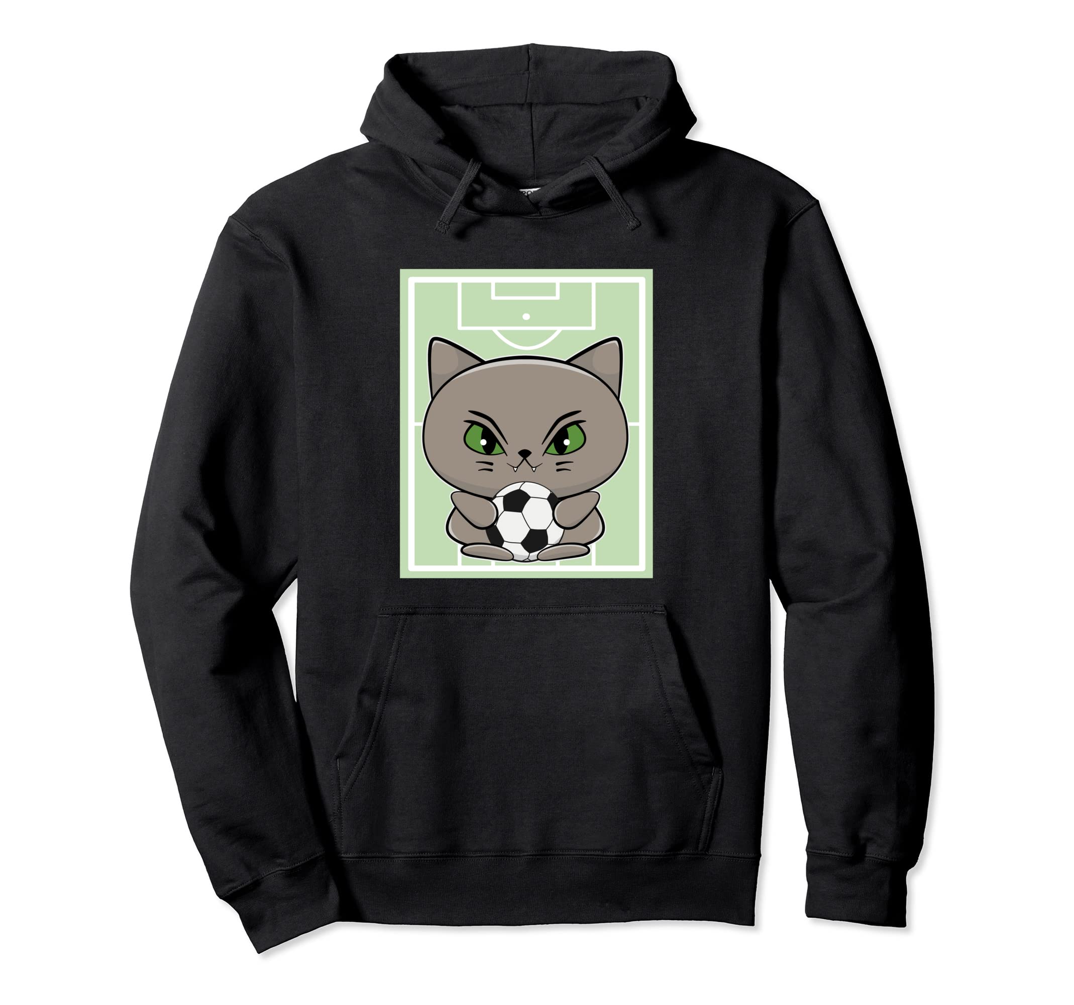 Soccer Cat Anime Feline Soccer Hoodie - Graphic Print Unisex - T-Shirt, Sweatshirt, Hoodie