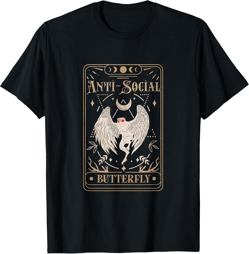 Mothman Tarot Card Antisocial Butterfly Cryptid Red - Adult & Kids T-Shirts, Sweatshirts & Hoodies apparel design preview 1