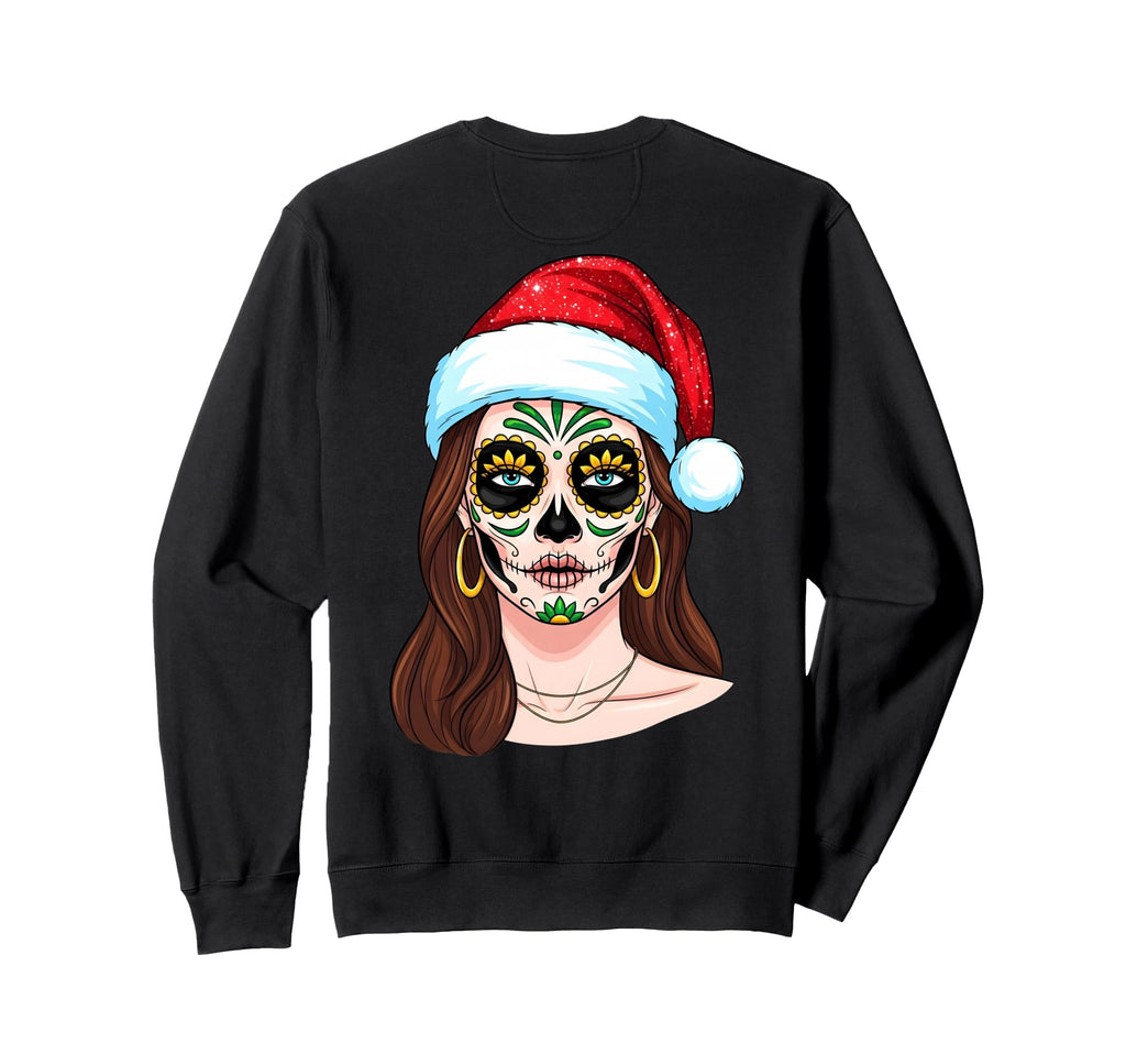 Merry Skull Art Santa Hat Festive Sweatshirt - Custom Art Print for Adults - T-Shirt, Sweatshirt, Hoodie