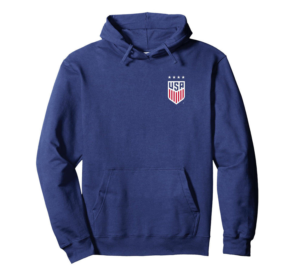 Usa Soccer Front Back Crest Navy Uswnt Hoodie - Novelty Apparel Men Women - T-Shirt, Sweatshirt, Hoodie
