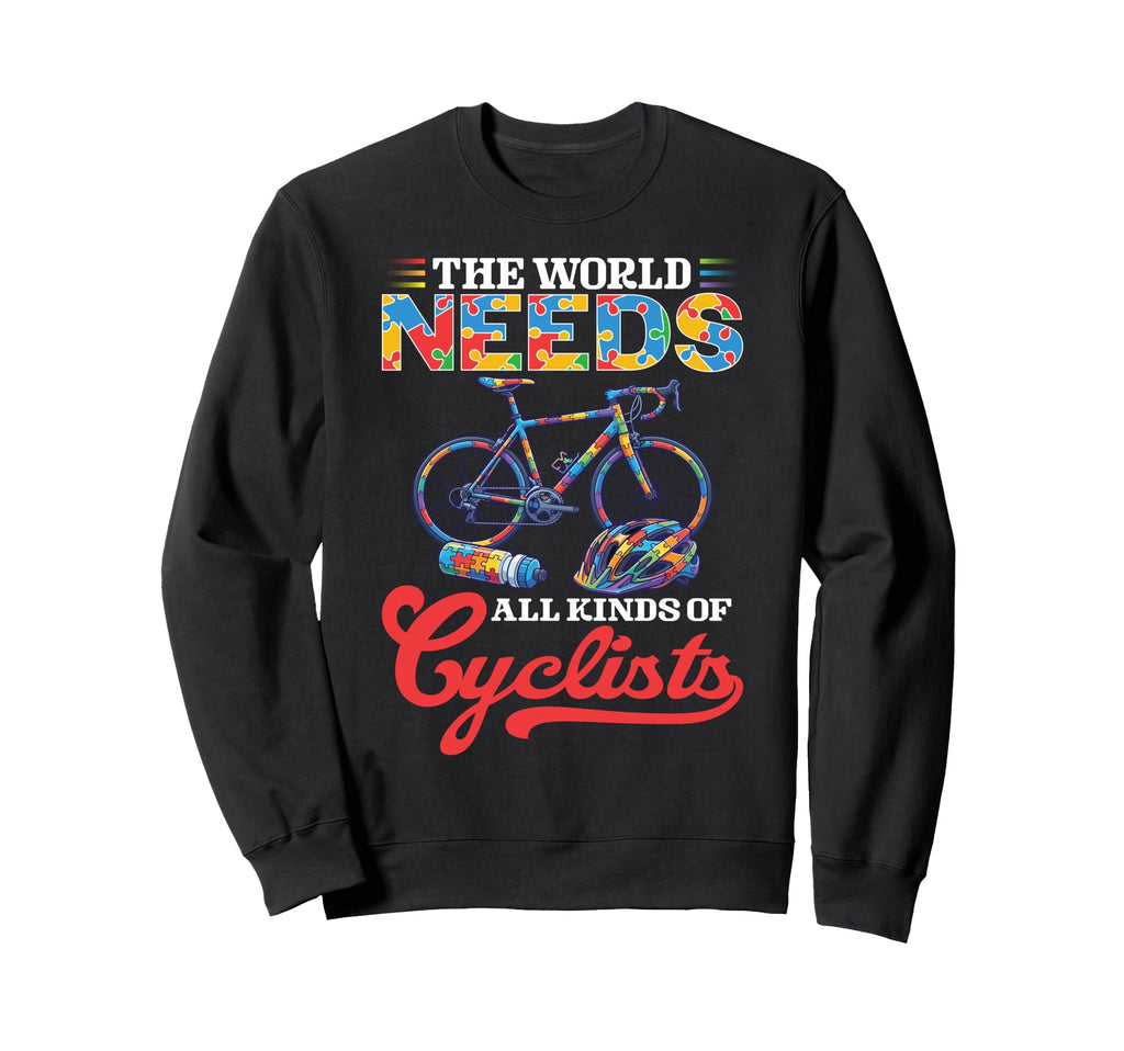 World Needs All Kinds Cyclists Sweatshirt - Minimalist Print for Adults - T-Shirt, Sweatshirt, Hoodie