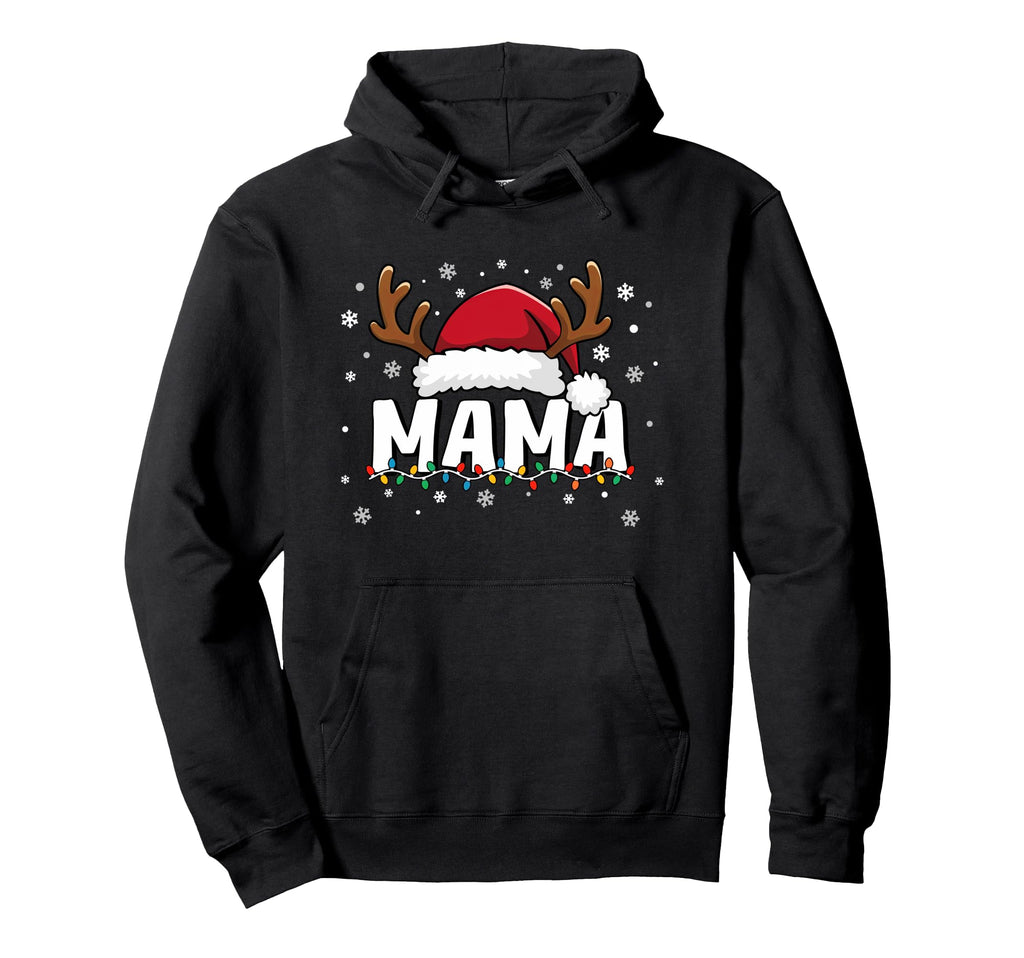 Mama Grandma Santa Hat Reindeer Hoodie - Custom Art Print for Adults - T-Shirt, Sweatshirt, Hoodie