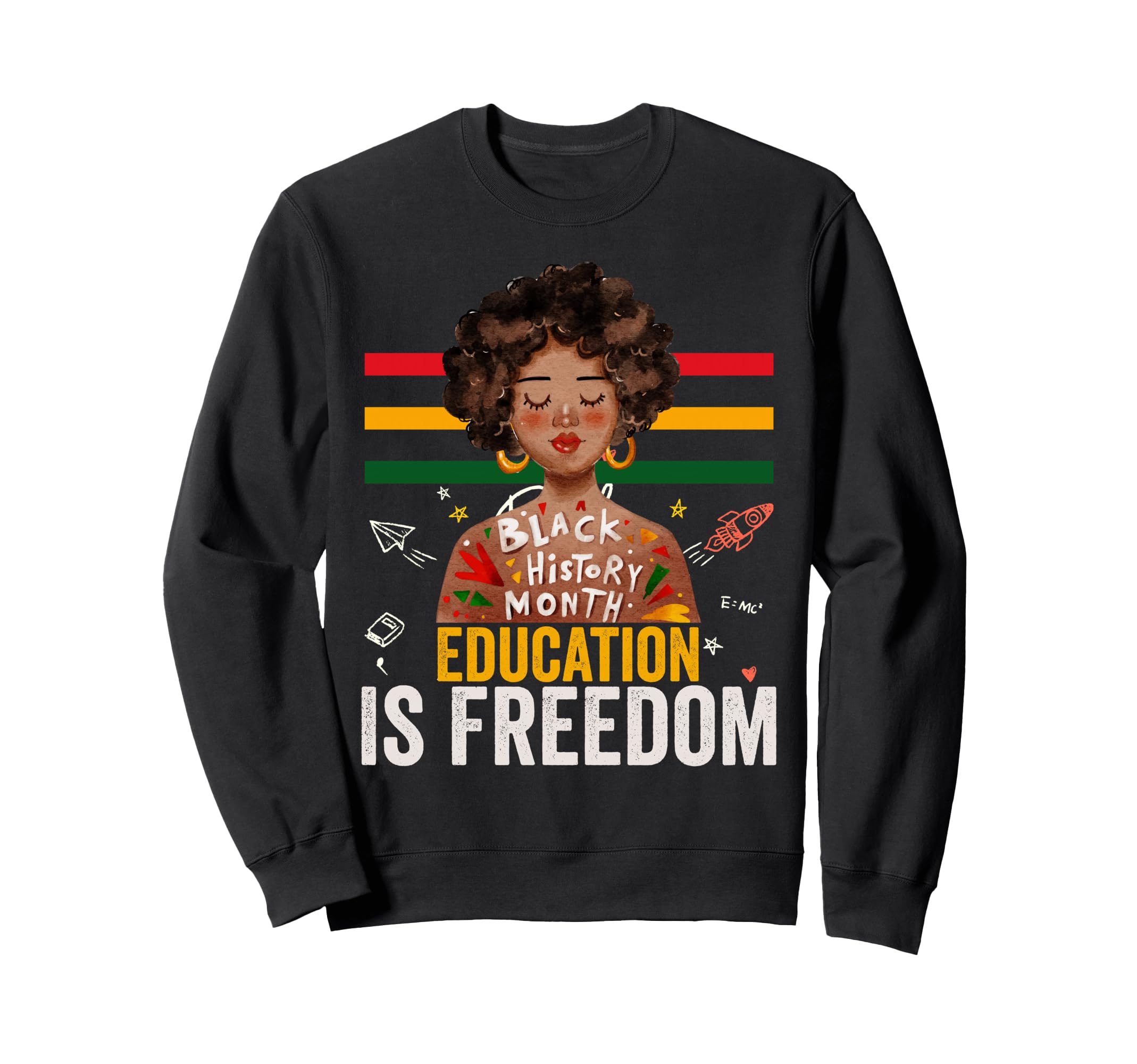 Education Is Freedom Black Sweatshirt - Minimalist Print for Adults - T-Shirt, Sweatshirt, Hoodie