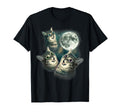 Funny Cat Three Cat Moon 3 Wolfs T-Shirt - Casual Everyday Wear Men Women - T-Shirt, Sweatshirt, Hoodie