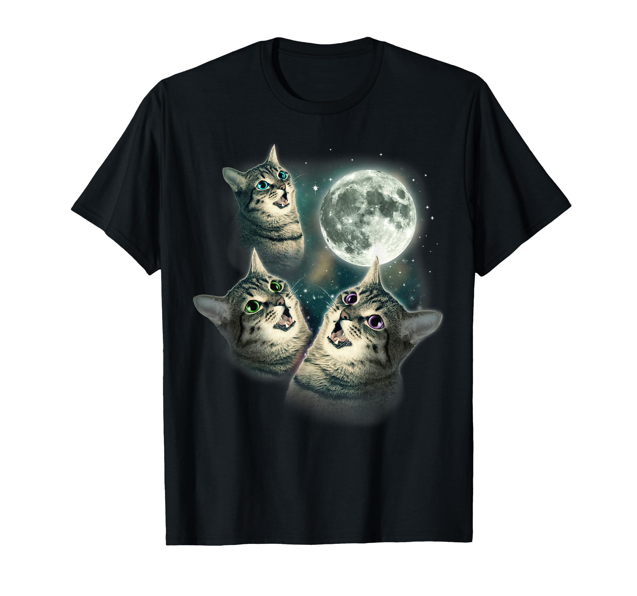 Funny Cat Three Cat Moon 3 Wolfs T-Shirt - Casual Everyday Wear Men Women - T-Shirt, Sweatshirt, Hoodie