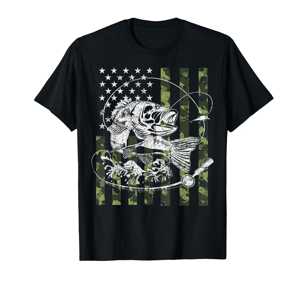 Camouflage American Flag Fishing Gifts T-Shirt - Novelty Apparel for Adults - T-Shirt, Sweatshirt, Hoodie