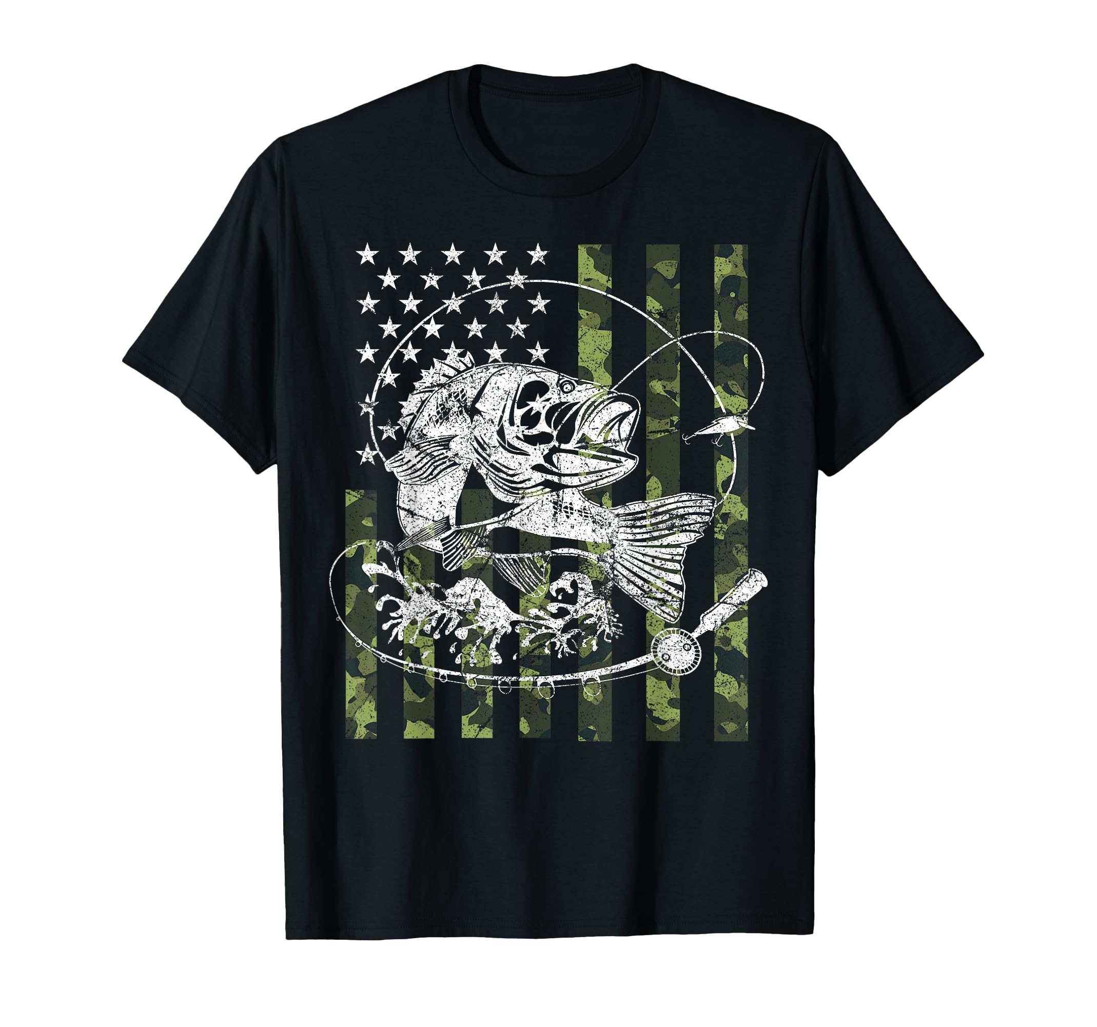 Camouflage American Flag Fishing Gifts T-Shirt - Novelty Apparel for Adults - T-Shirt, Sweatshirt, Hoodie