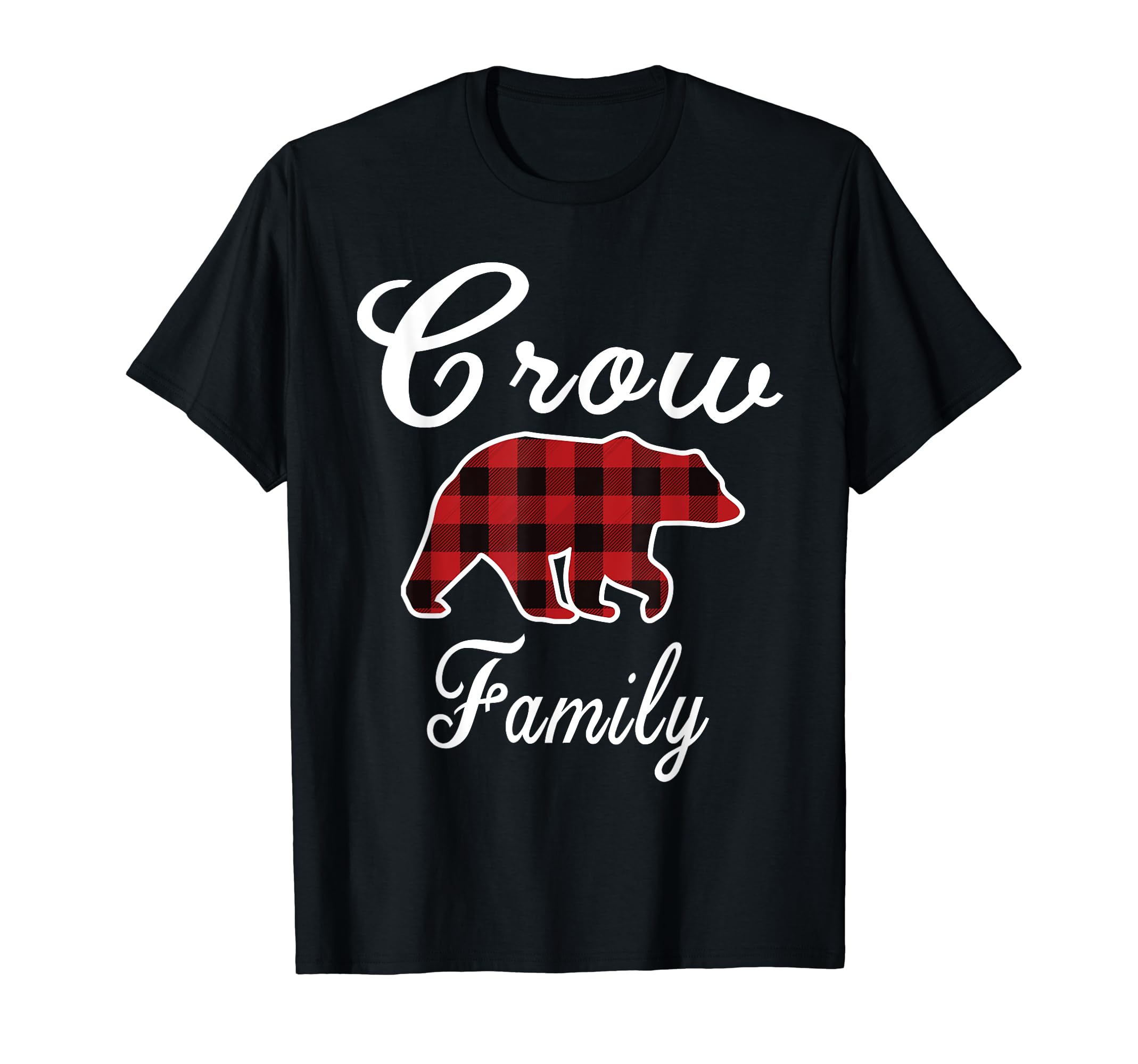 Crow Family Bear Red Plaid Pajama T-Shirt - Minimalist Print for Adults - T-Shirt, Sweatshirt, Hoodie