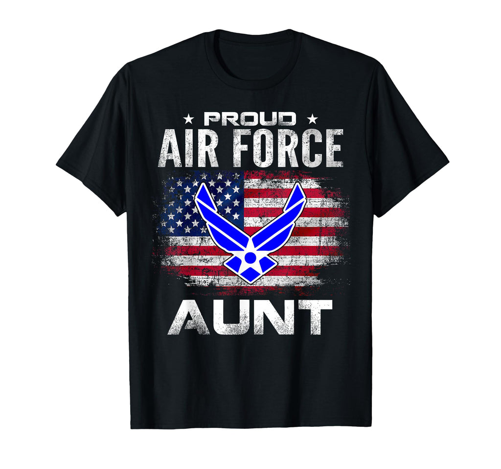 Proud Air Force Aunt American Flag T-Shirt - Novelty Apparel for Adults - T-Shirt, Sweatshirt, Hoodie