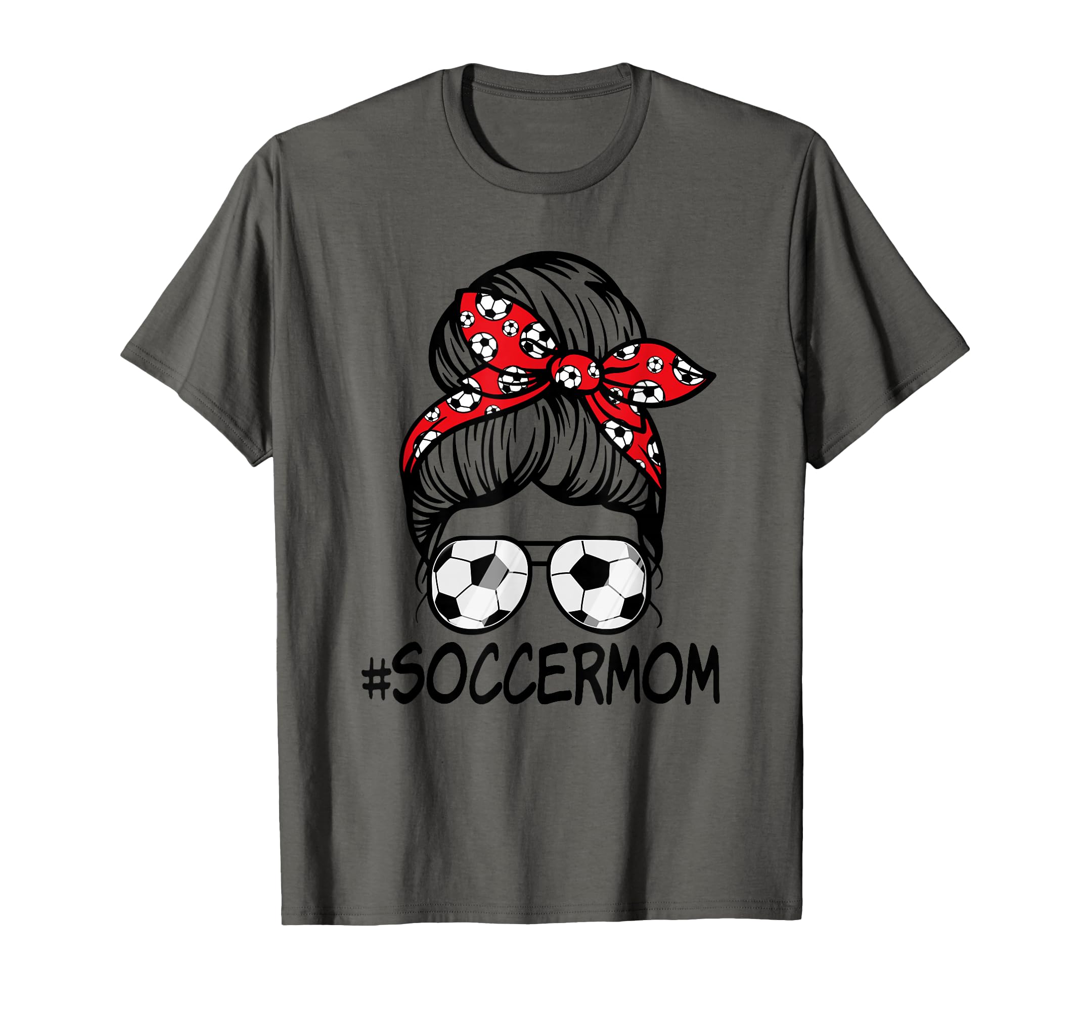 Soccer Mom Messy Bun Mom Life Mothers T-Shirt - Trendy Graphic for Adults - T-Shirt, Sweatshirt, Hoodie