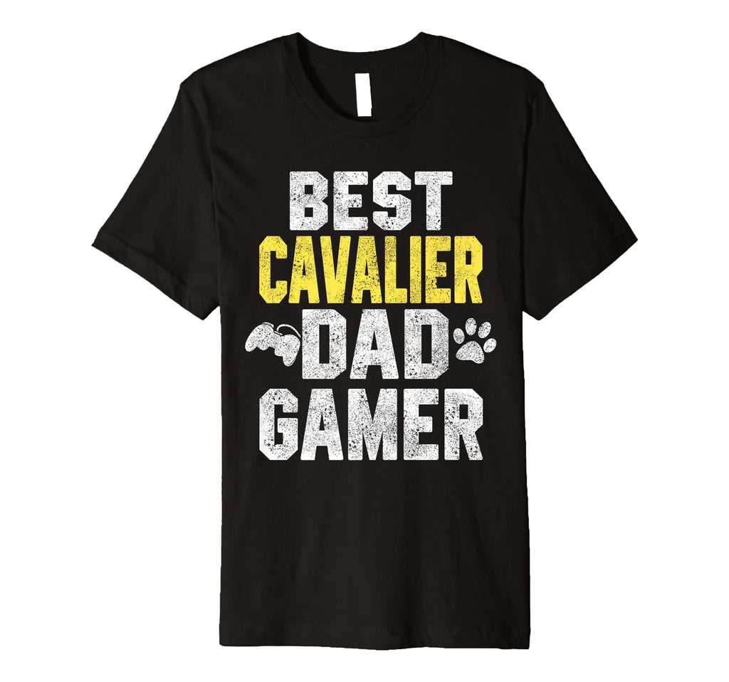 Best Cavalier Dad Gamer Funny Dog T-Shirt - Minimalist Print for Adults - T-Shirt, Sweatshirt, Hoodie