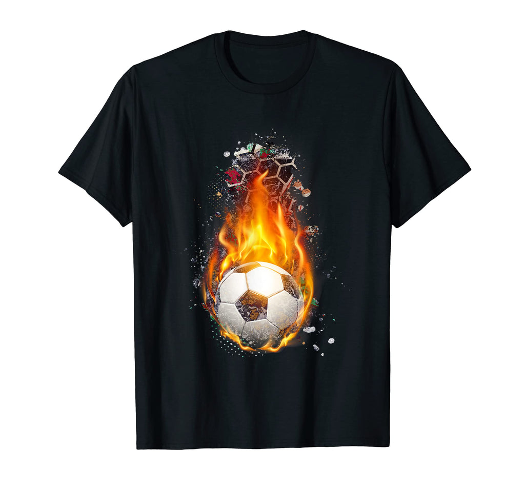 Football Flame Burning Soccer Ball T-Shirt - Minimalist Print for Adults - T-Shirt, Sweatshirt, Hoodie