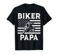 Biker Papa Us Flag Motorcycle Patriot T-Shirt - Unique Graphic Men Women - T-Shirt, Sweatshirt, Hoodie