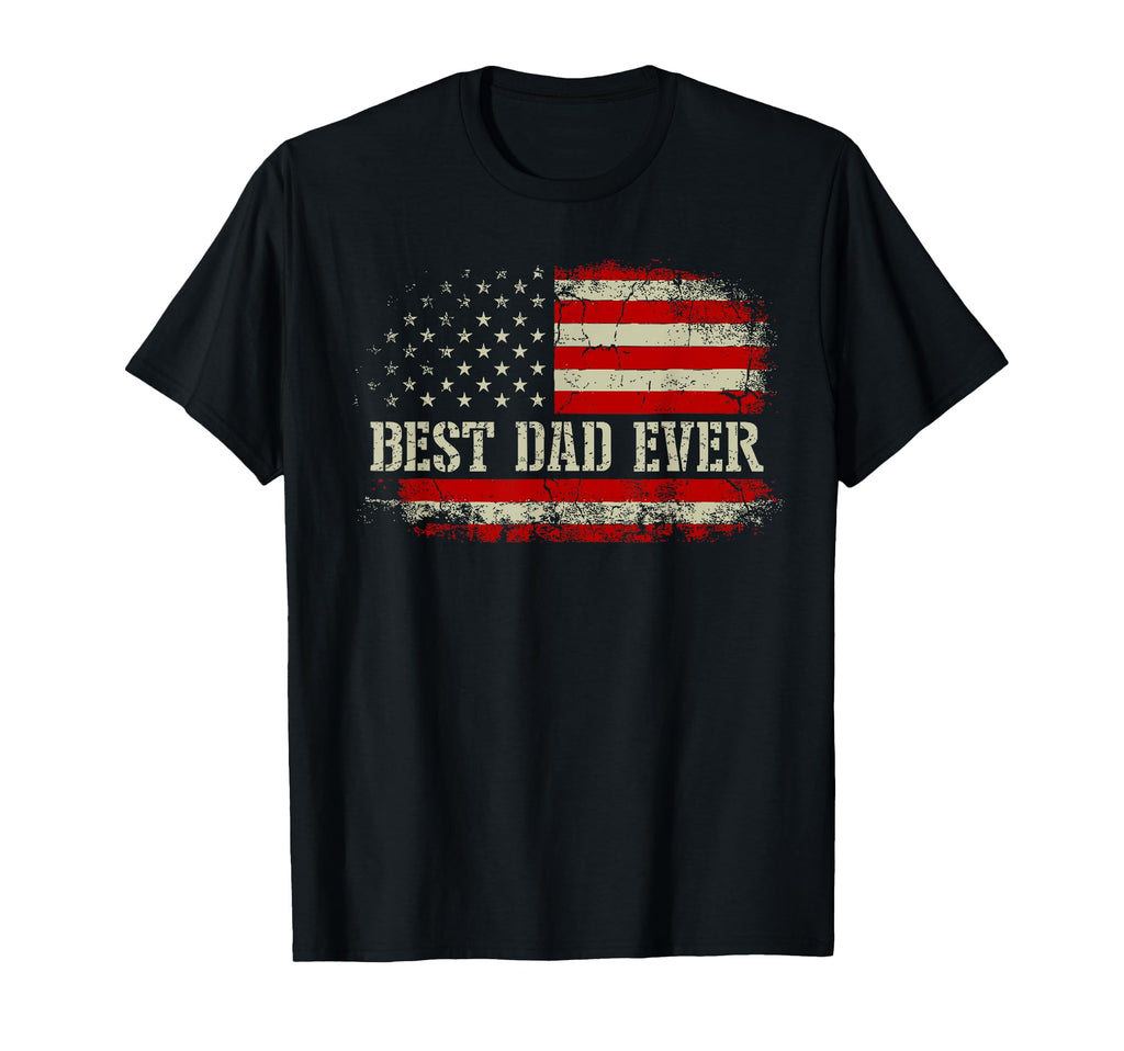 Mens Best Dad Ever Us American Flag T-Shirt - Custom Art Print Men Women - T-Shirt, Sweatshirt, Hoodie