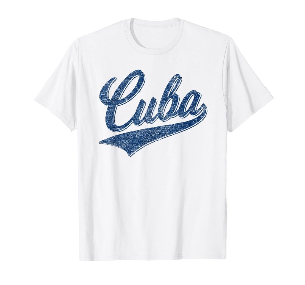Cuba Flag Baseball Sport Swoosh Script T-Shirt - Trendy Graphic Men Women - T-Shirt, Sweatshirt, Hoodie