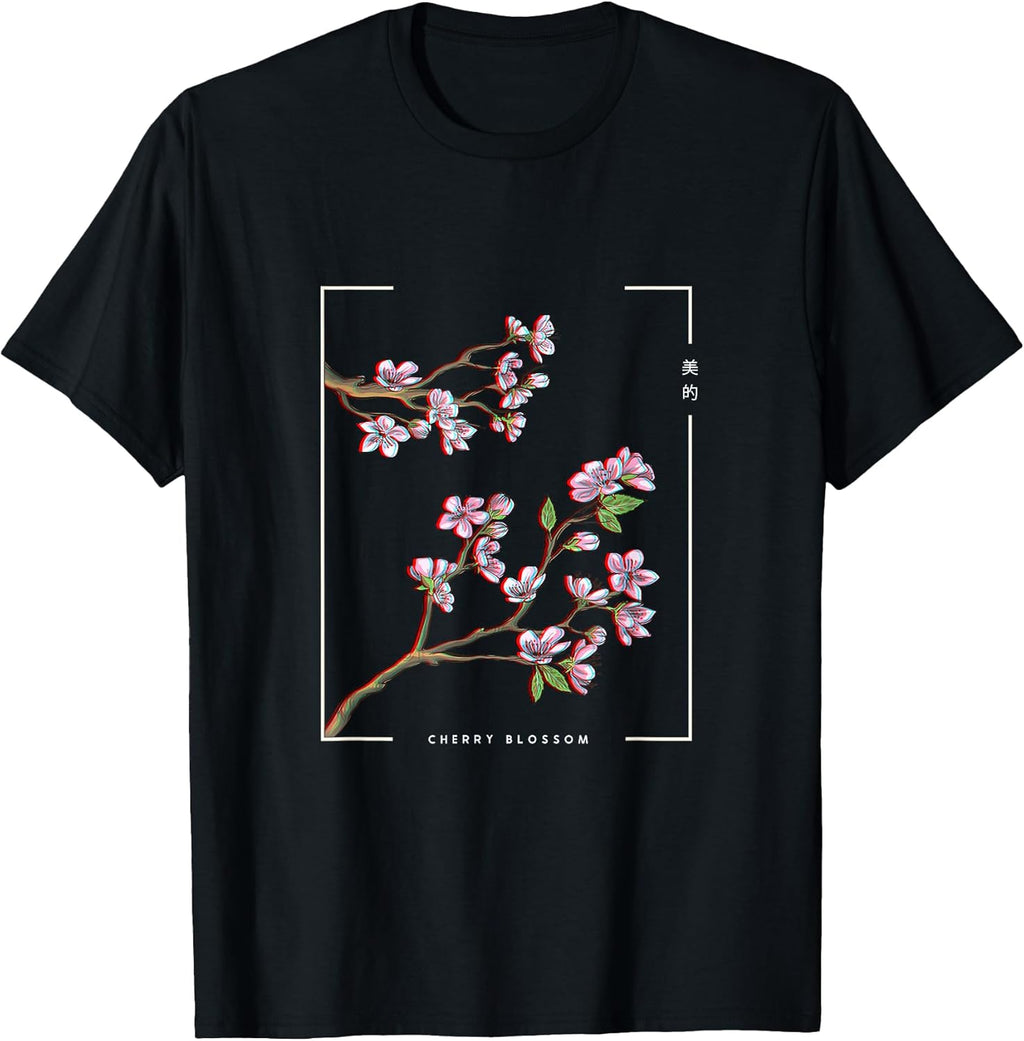Japanese Aesthetic Vaporwave Cherry Blossom Glitch - Adult & Kids T-Shirts, Sweatshirts & Hoodies apparel design preview 1