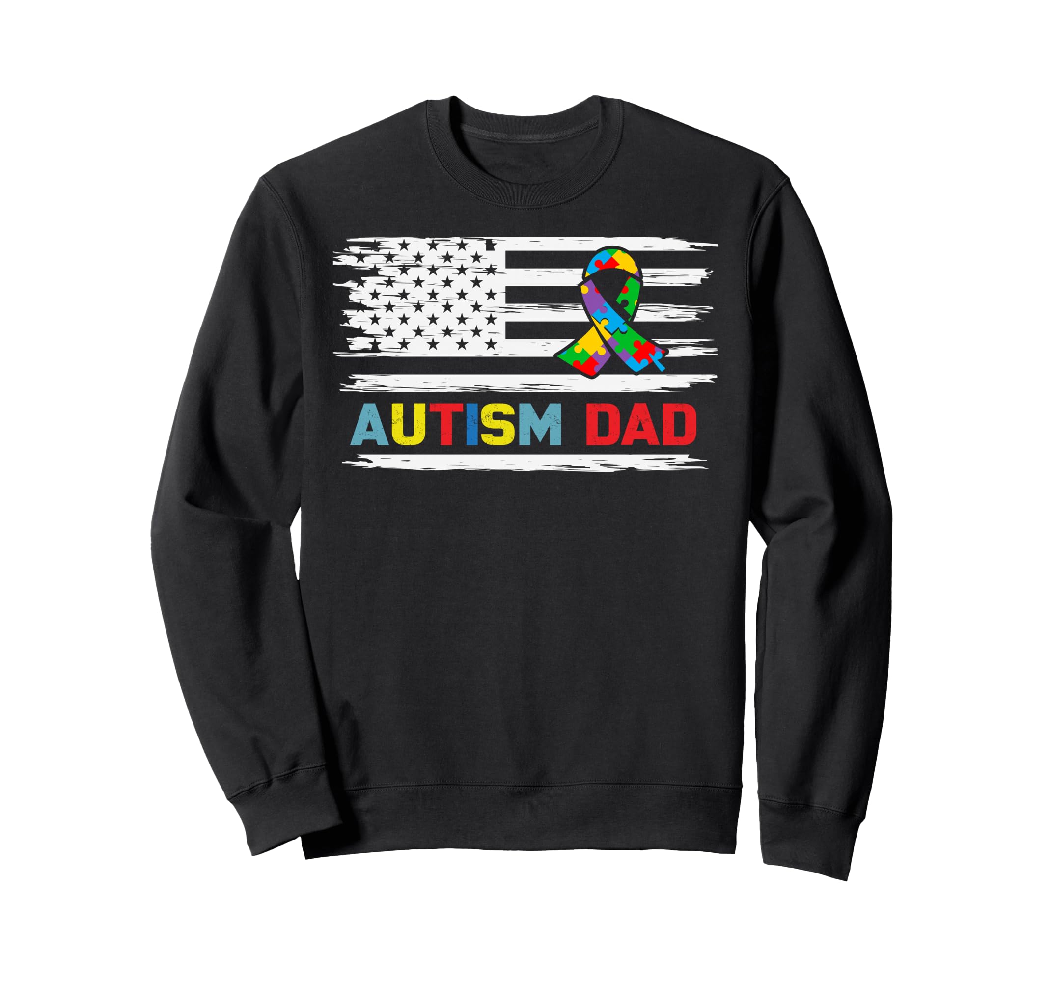 Proud Autism Dad American Flag Usa Sweatshirt - Streetwear Style Unisex - T-Shirt, Sweatshirt, Hoodie