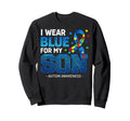 I Wear Blue My Son Autism Sweatshirt - Minimalist Print Men Women - T-Shirt, Sweatshirt, Hoodie