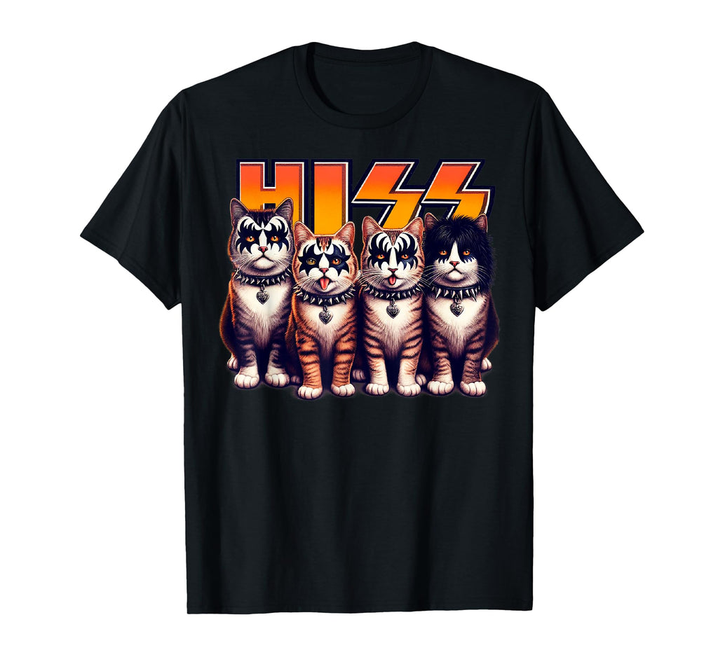 Hiss Funny Cats Kittens Rock Rockin T-Shirt - Trendy Graphic Unisex - T-Shirt, Sweatshirt, Hoodie