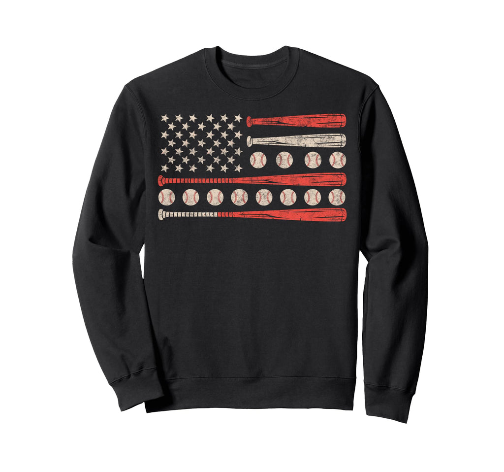 Baseball Us Flag Baseball Lover Sweatshirt - Streetwear Style for Adults - T-Shirt, Sweatshirt, Hoodie