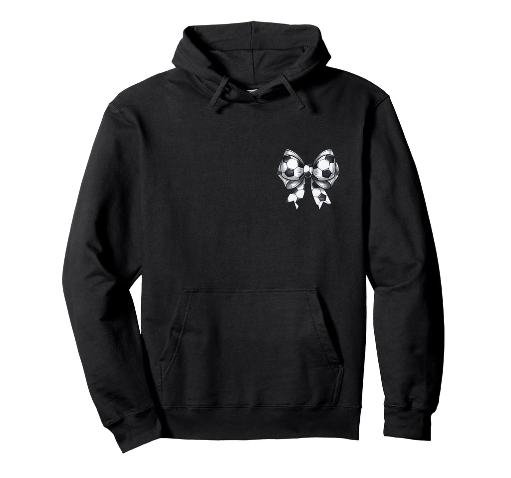Soccer Aunt Coquette Bow Front Back Hoodie - Novelty Apparel for Adults - T-Shirt, Sweatshirt, Hoodie