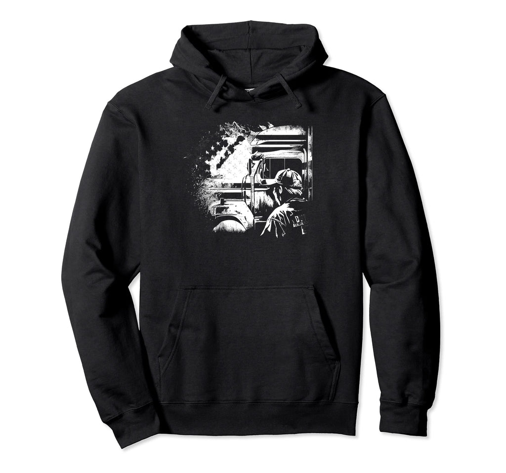 Funny Trucker American Big Rigs Hoodie - Fun Novelty Design Men Women - T-Shirt, Sweatshirt, Hoodie