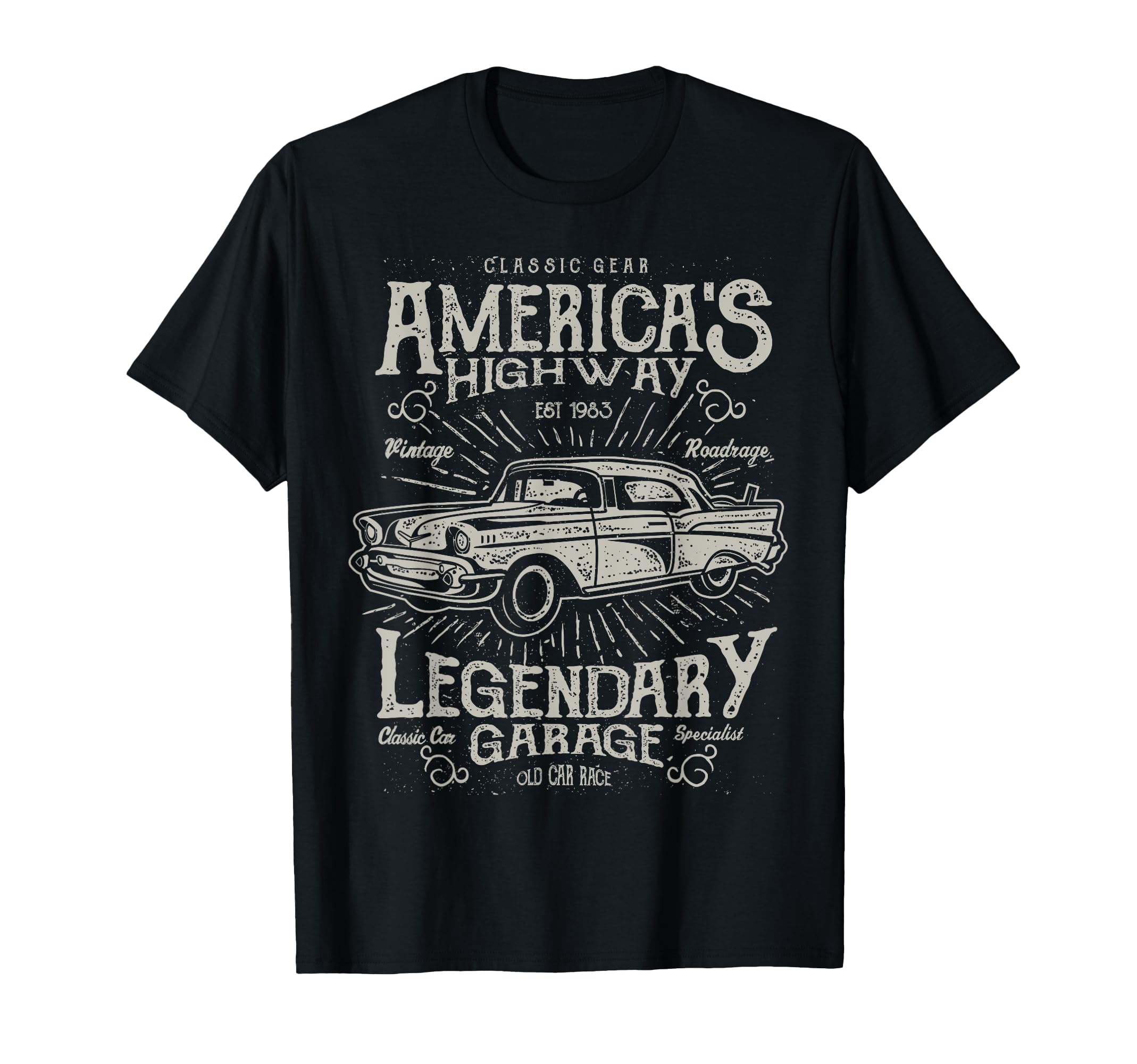 Car Rockabilly Old School 50S 60S Car T-Shirt - Graphic Print for Adults - T-Shirt, Sweatshirt, Hoodie