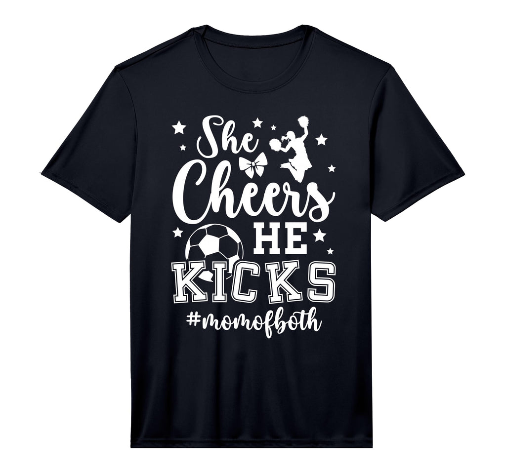 Mens She Cheers He Kicks Mom Both T-Shirt - Fun Novelty Design Men Women - T-Shirt, Sweatshirt, Hoodie