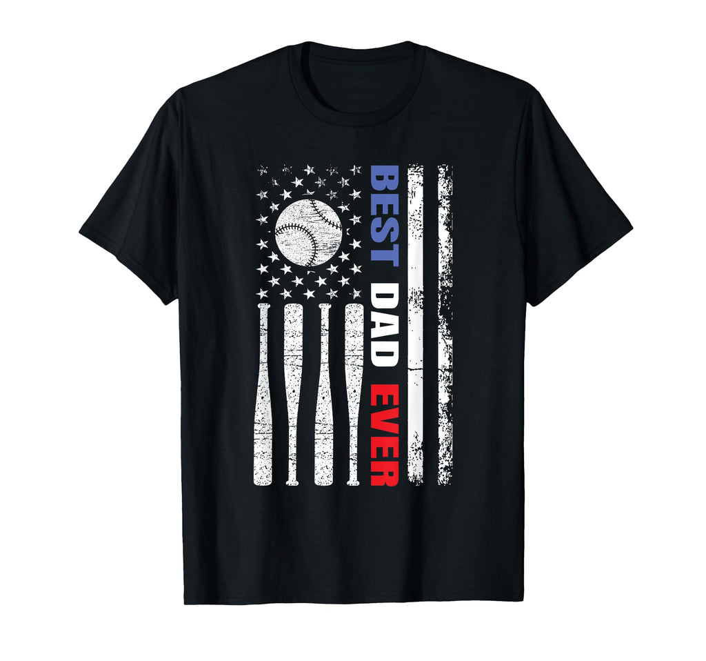 Best Dad Ever Baseball Fan Usa Flag T-Shirt - Minimalist Print Unisex - T-Shirt, Sweatshirt, Hoodie