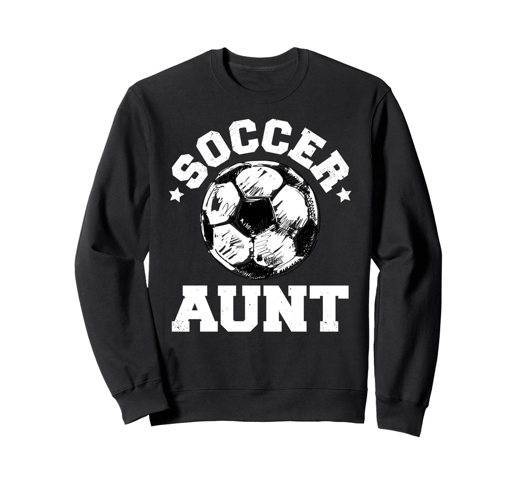 Soccer Aunt Soccer Ball Distressed Sweatshirt - Minimalist Print Men Women - T-Shirt, Sweatshirt, Hoodie
