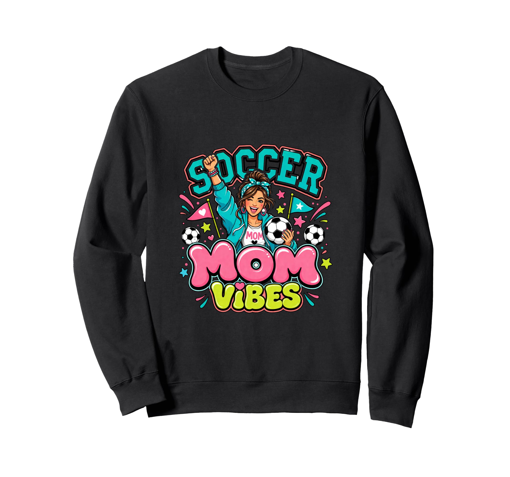 Soccer Mom Vibes Sports Cheer Sweatshirt - Casual Everyday Wear Unisex - T-Shirt, Sweatshirt, Hoodie